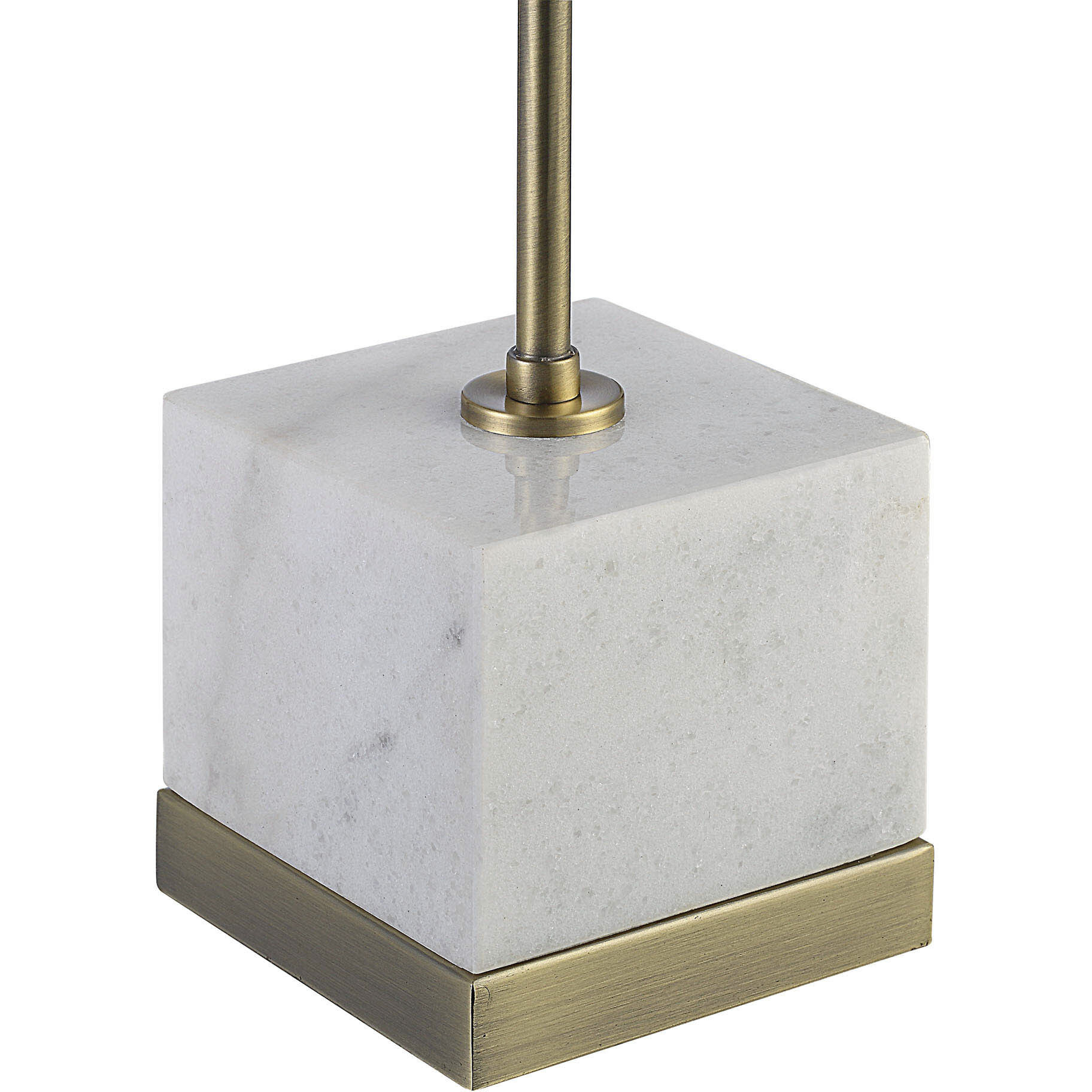 Volos 27 inch 100 watt Antique Brass and White Table Lamp Portable Light