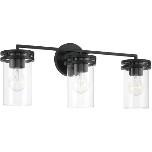 Fuller 3 Light 24 inch Matte Black Vanity Light Wall Light