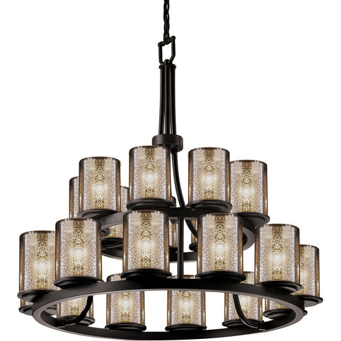 Fusion 21 Light 33 inch Matte Black Chandelier Ceiling Light in Mercury Glass, Incandescent