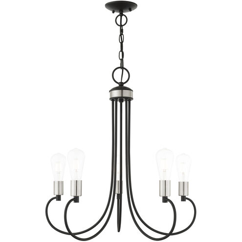 Bari 5 Light 25 inch Black with Brushed Nickel Accents Chandelier Ceiling Light