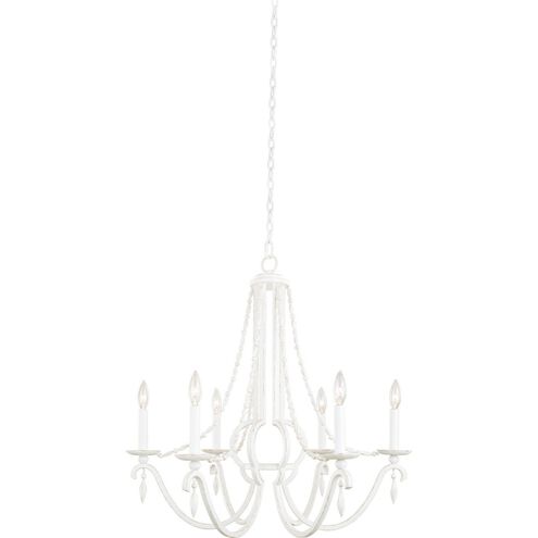 Acadia 6 Light 28 inch Distressed White Chandelier Ceiling Light