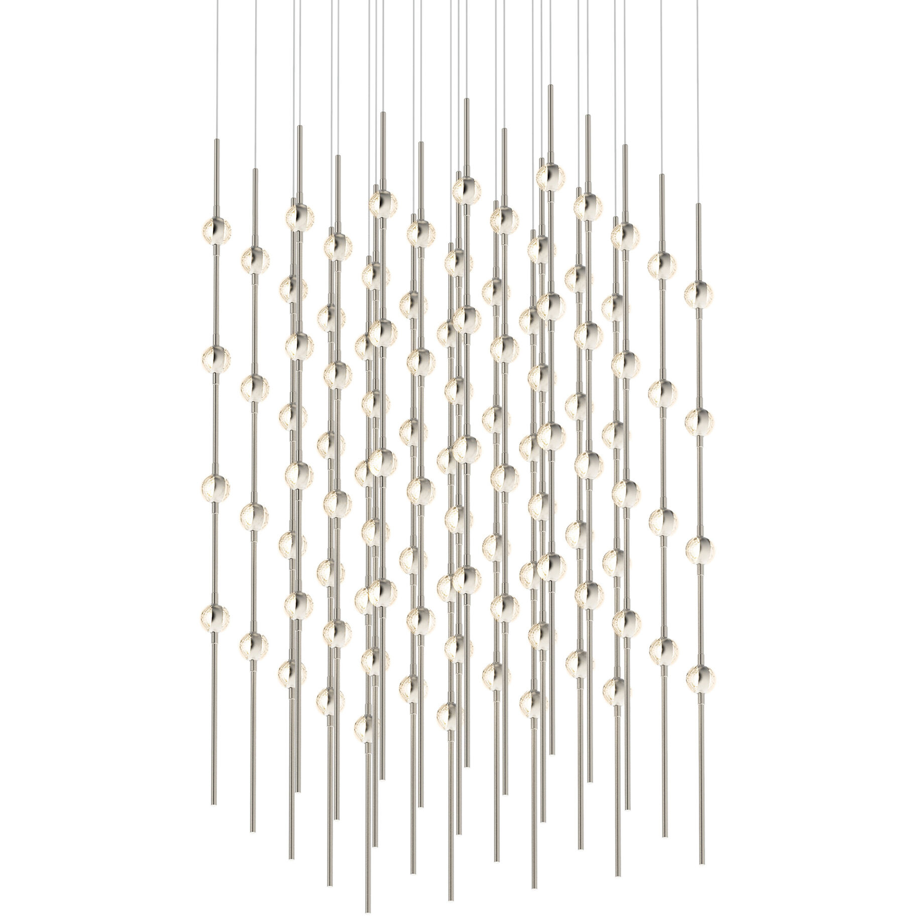 Constellation Cosmic Cube LED 20.5 inch Satin Nickel Chandelier Ceiling Light in 3000K, 20 ft. Cord, Clear Faceted Acrylic