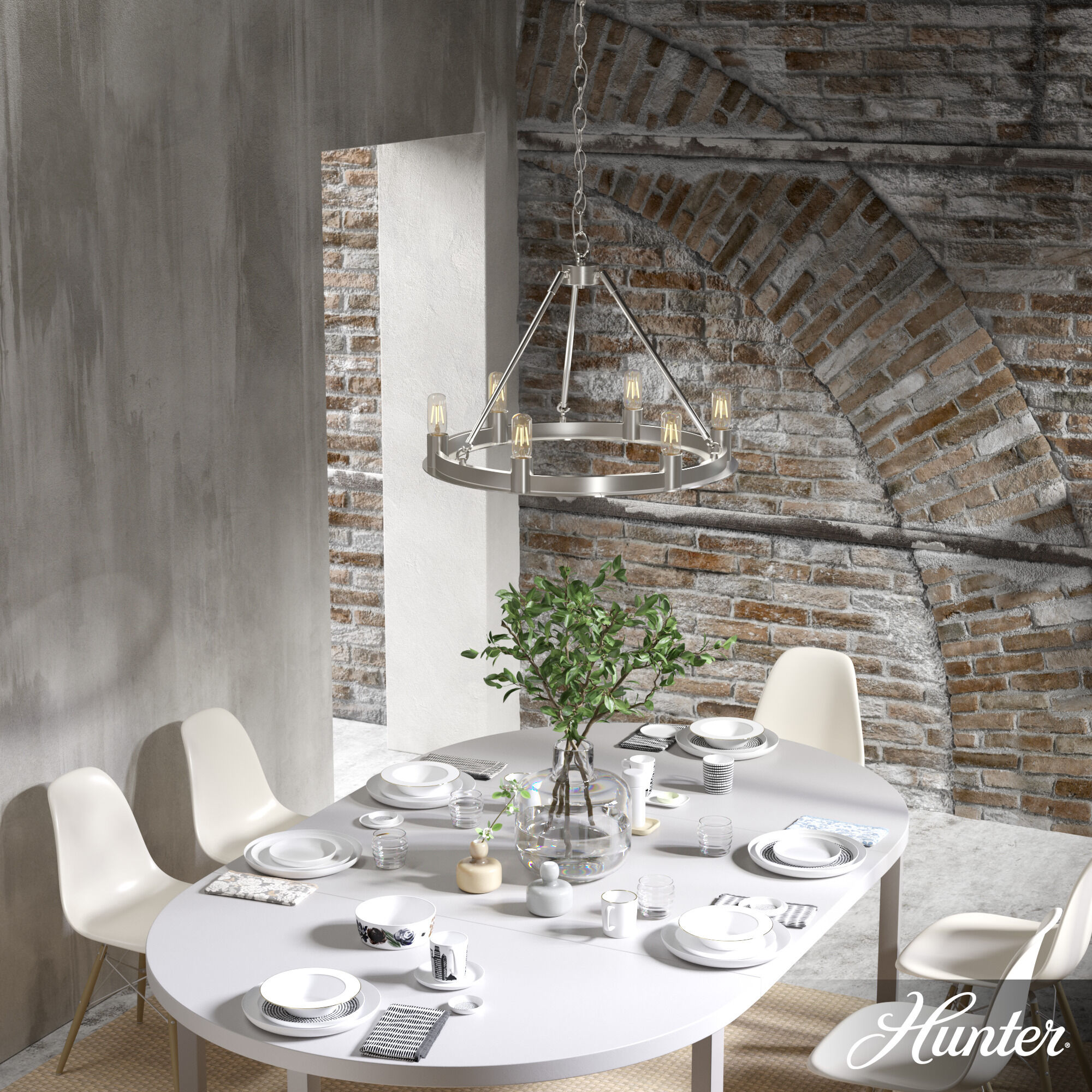 Saddlewood 6 Light 24 inch Brushed Nickel Chandelier Ceiling Light