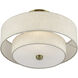 Monroe 2 Light 13 inch Antique Brass Semi Flush Mount Ceiling Light, Medium