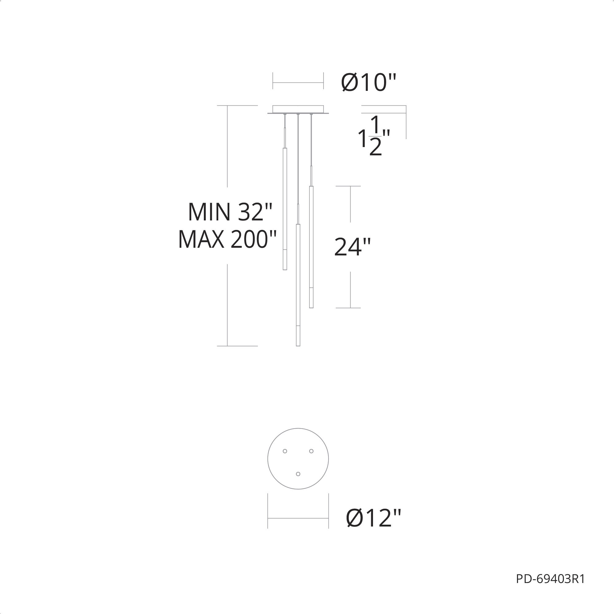 Viggo LED 12 inch Black Multi-Light Pendant Ceiling Light, dweLED