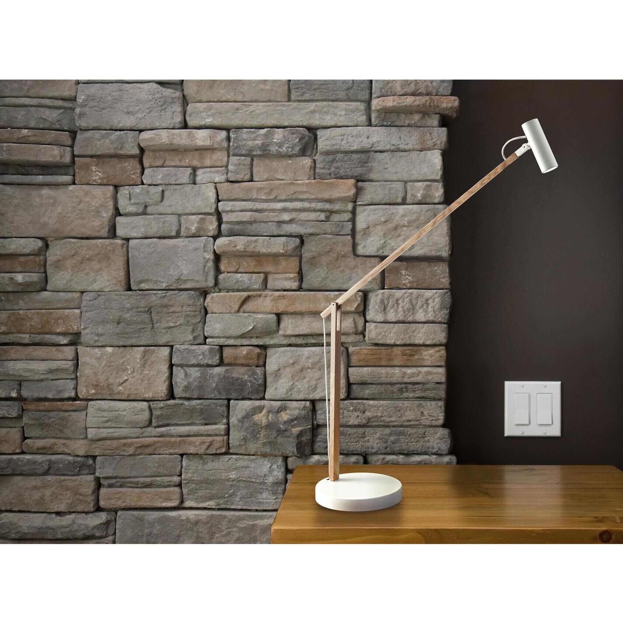 Crane 21 inch 5.00 watt Natural Ash Wood and White Desk Lamp Portable Light, ADS360