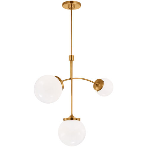 kate spade new york Prescott LED 27 inch Soft Brass Chandelier Ceiling Light in White Glass, Small