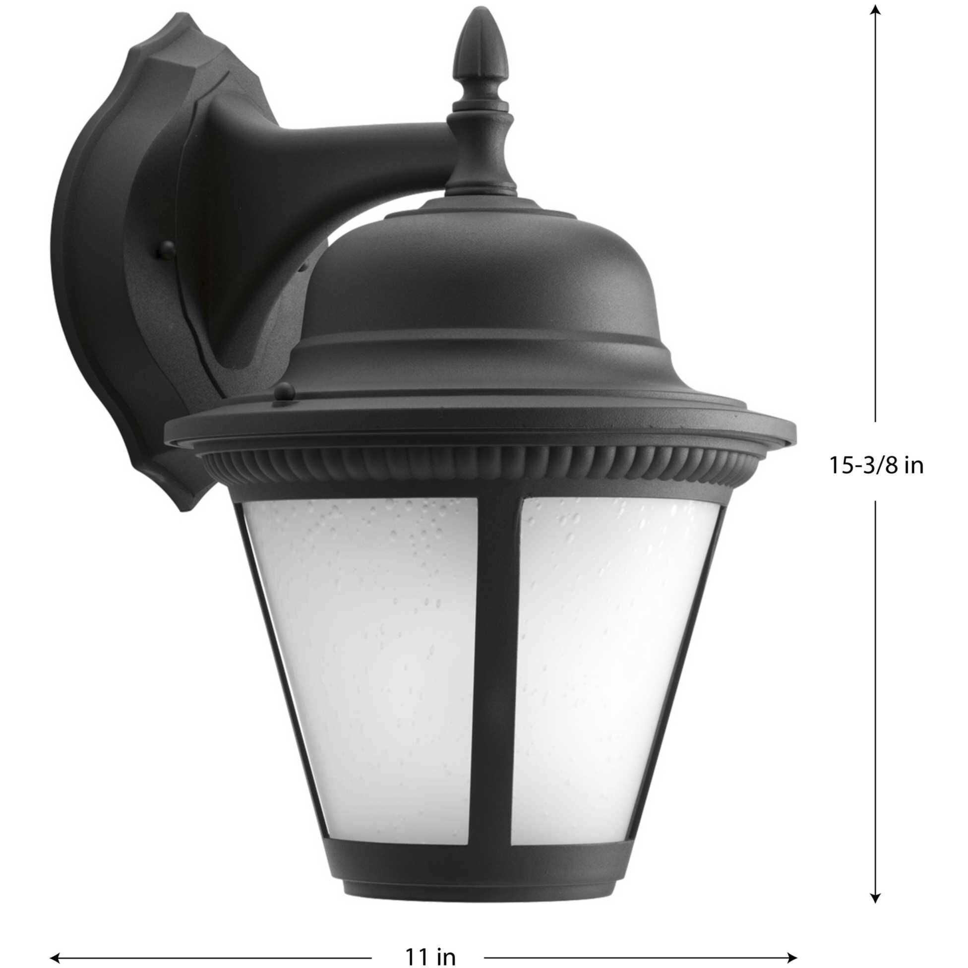 Westport LED LED 15 inch Textured Black Outdoor Wall Lantern in Integrated LED, Etched Seeded, Large, Progress LED
