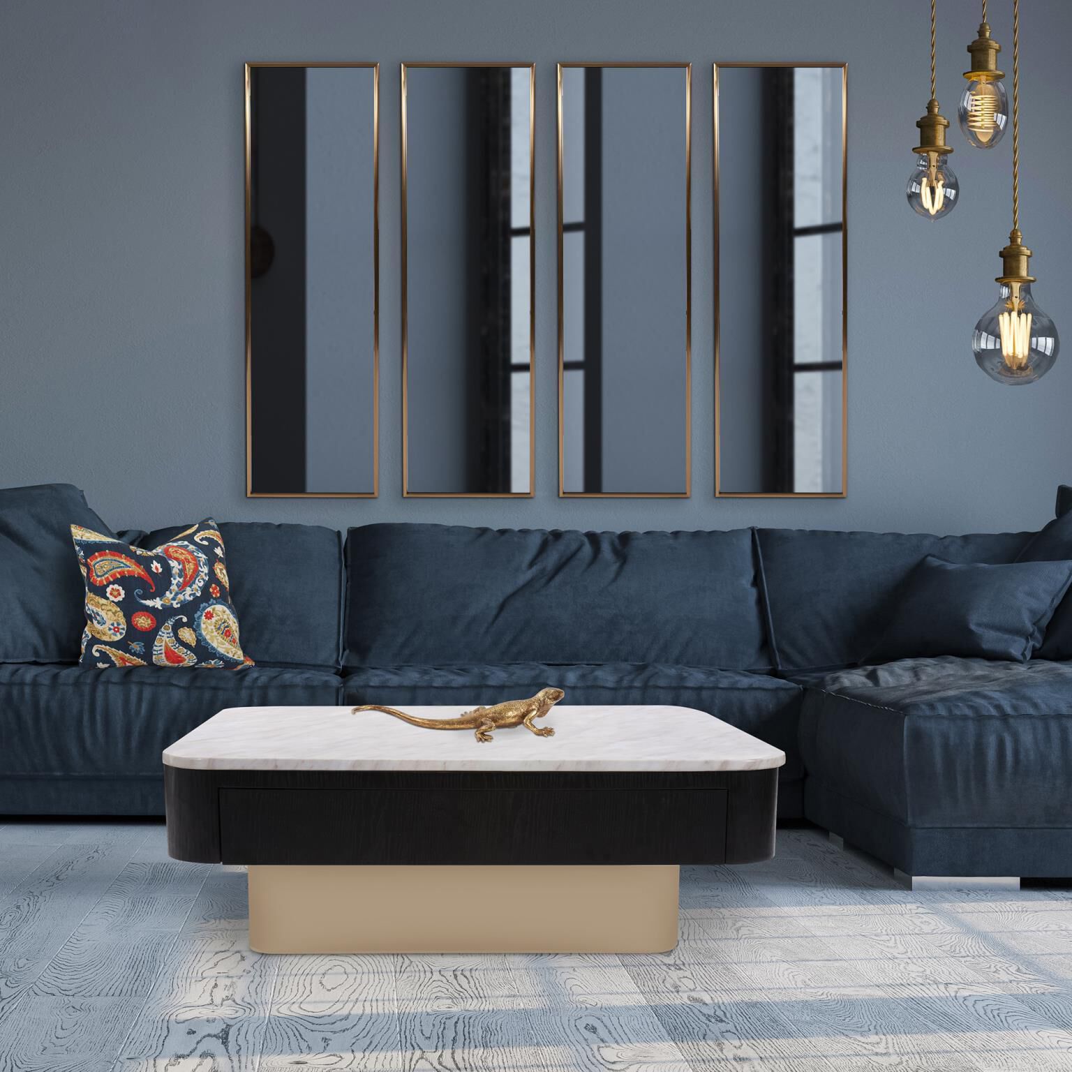 Piazza 40 X 18 inch Champagne/Black/White Coffee Table