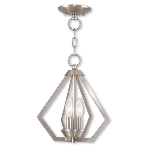 Prism 2 Light 11 inch Brushed Nickel Convertible Mini Chandelier/Ceiling Mount Ceiling Light