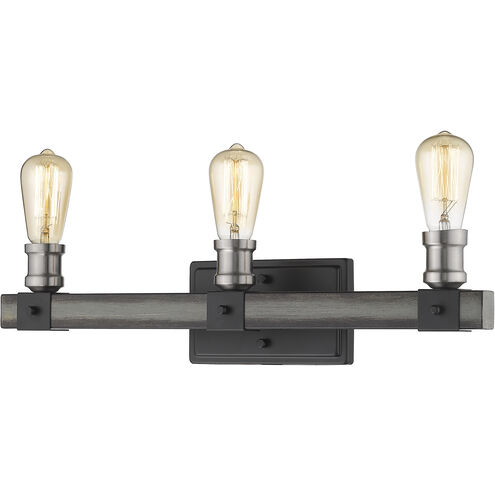 Kirkland 3 Light 22 inch Ashen Barnboard Vanity Wall Light