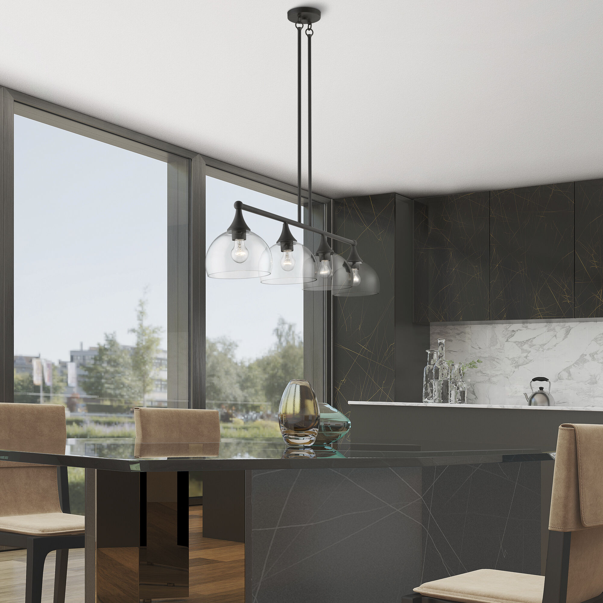 Glendon 4 Light 8.25 inch Bronze Large Linear Chandelier Ceiling Light