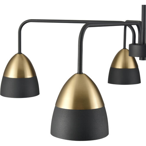 Milla 5 Light 32 inch Charcoal Black and Brushed Gold Chandelier Ceiling Light