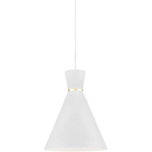 Vanderbilt 1 Light 9.88 inch White With Gold Detail Pendant Ceiling Light