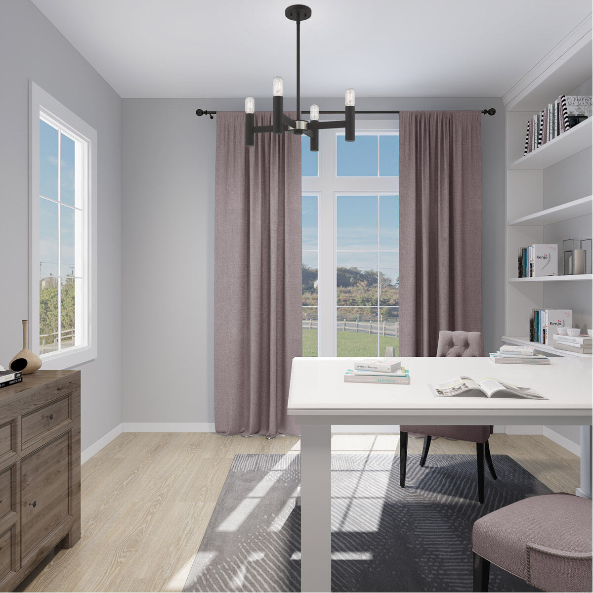 Copenhagen 4 Light 20 inch Black Mini Chandelier Ceiling Light