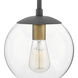 Warby 1 Light 9.5 inch Aged Zinc with Heritage Brass Indoor Pendant Ceiling Light in Clear
