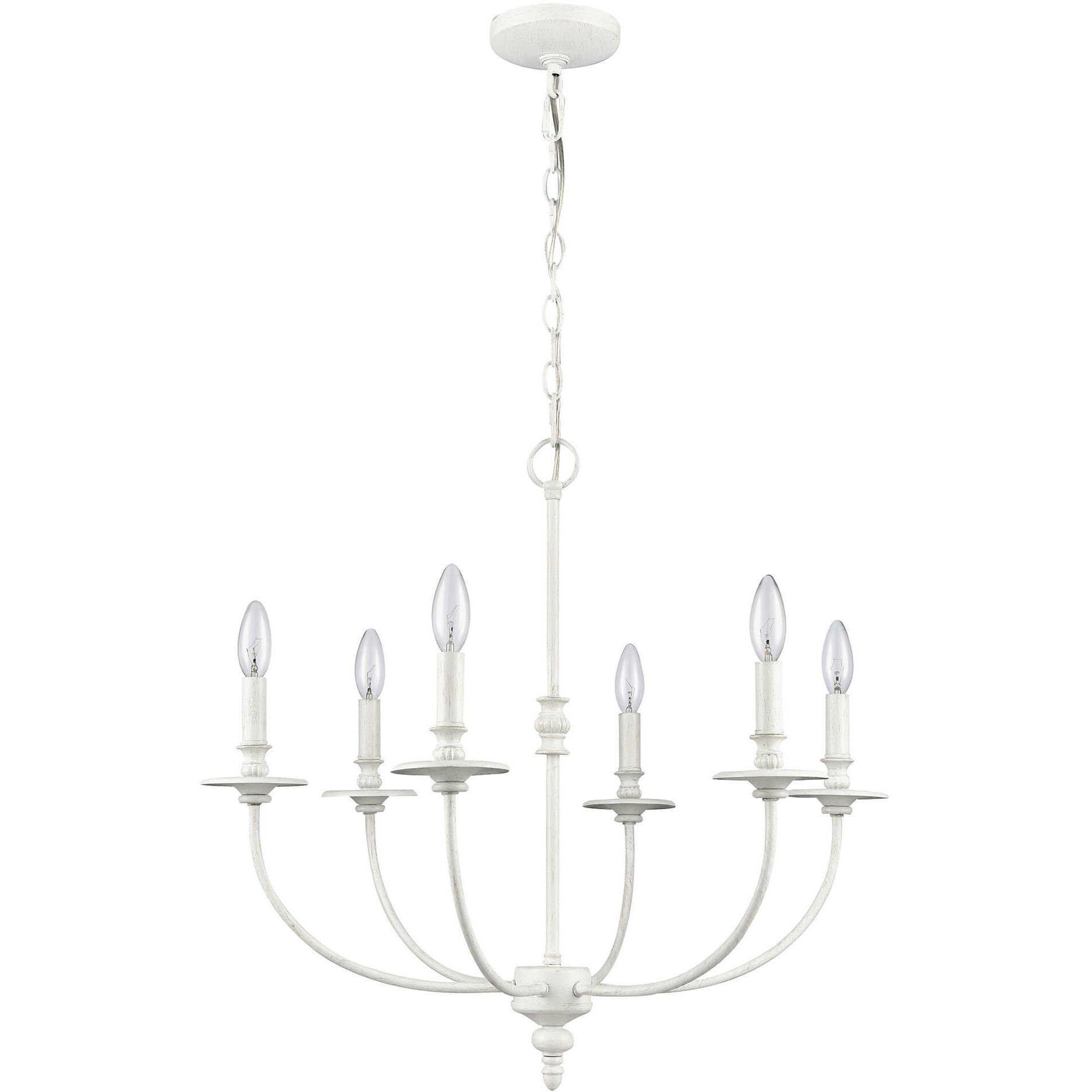 Hartford 6 Light 25 inch Farmhouse White Chandelier Ceiling Light