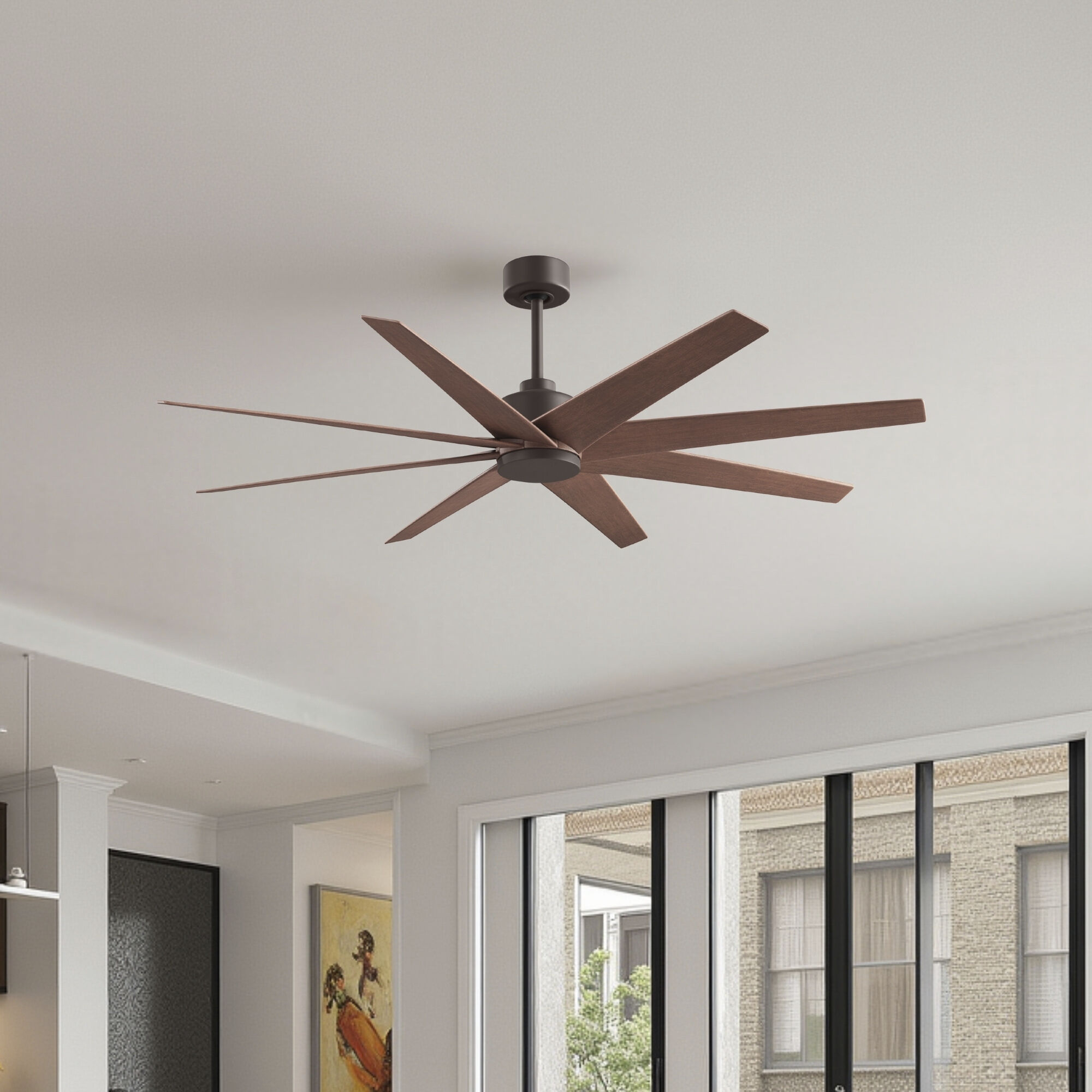 Atlas Ariella 64 inch Textured Bronze with Walnut Tone Blades Ceiling Fan