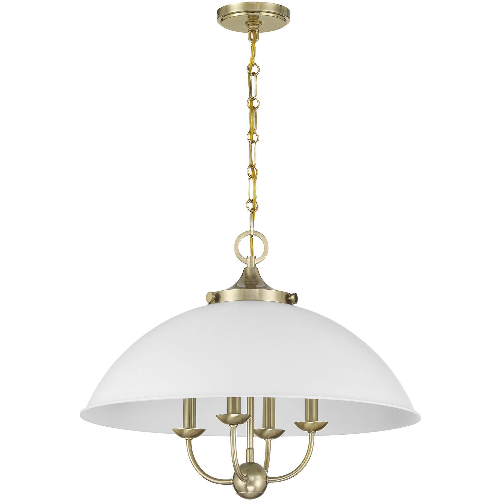 Monterey 4 Light 22 inch White and Warm Brass Pendant Ceiling Light in White/Warm Brass