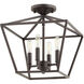 Gabriel 4 Light 13 inch Oiled Bronze Semi Flush Mount Ceiling Light, Quorum Home