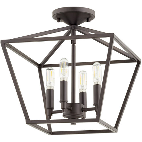 Gabriel 4 Light 13 inch Oiled Bronze Semi Flush Mount Ceiling Light, Quorum Home