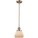 Franklin Restoration Fulton LED 7 inch Antique Copper Mini Pendant Ceiling Light in Matte White, Franklin Restoration