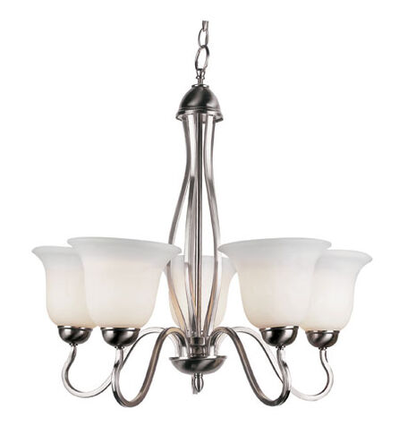 Farmhouse 5 Light 26 inch Brushed Nickel Chandelier Ceiling Light in Frosted