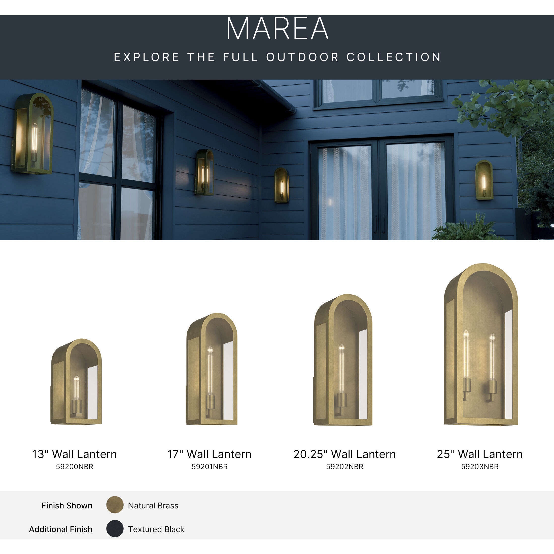 Marea 1 Light 13 inch Natural Brass Outdoor Wall Light