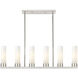 Empire 6 Light 44.25 inch Polished Nickel Linear Pendant Ceiling Light in Matte White Glass