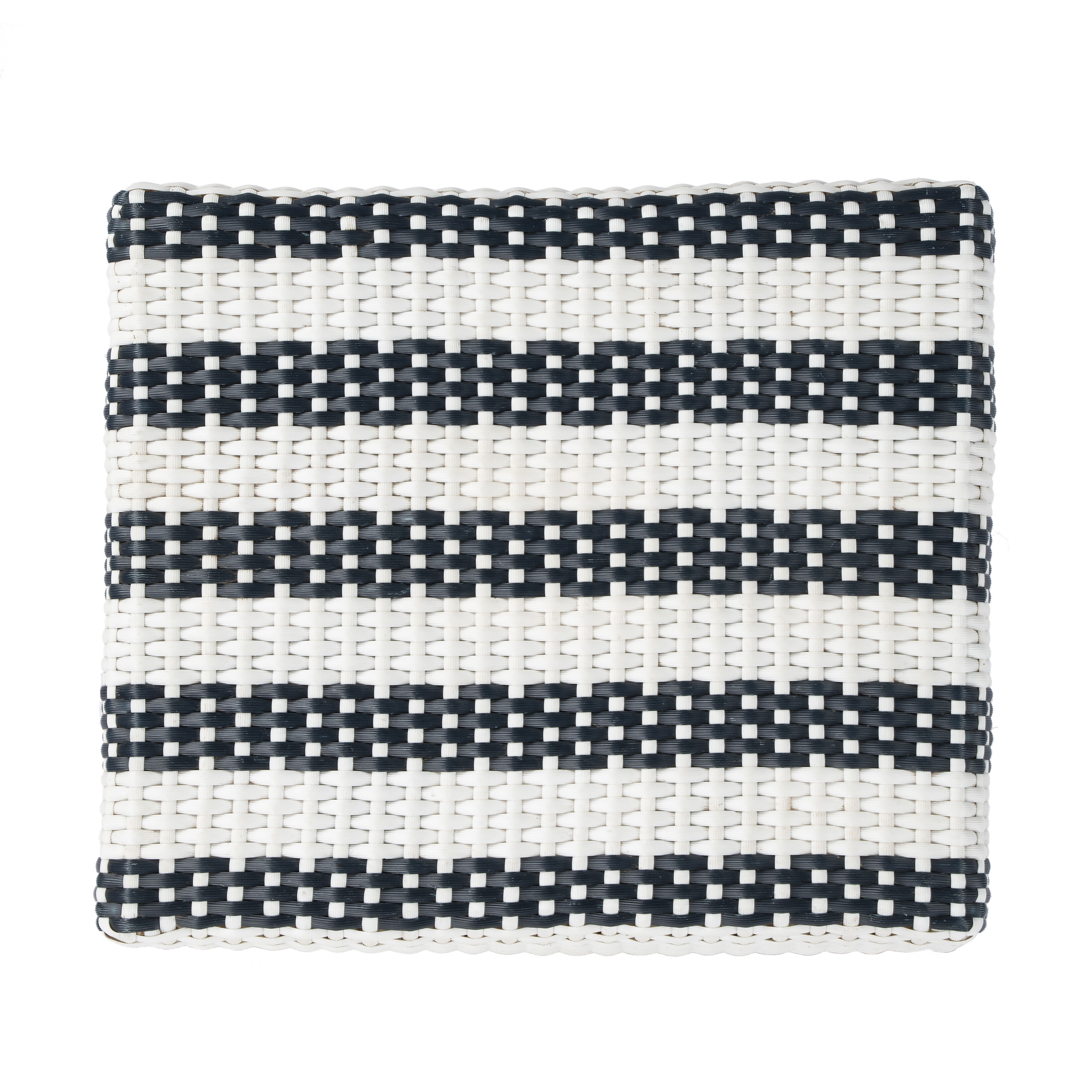 Robias Rectangular Rattan 24.5" Counter Stool in White and Navy Stripe