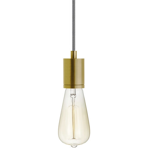 SoCo 1 Light 1.7 inch Natural Brass Line-Voltage Pendant Ceiling Light in Black/White Cord, 96 inch