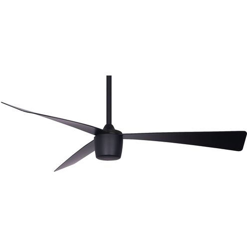 Nicholas 52 inch Matte Black with Black Blades Ceiling Fan, 3-Blade, Remote Control, Modern Fan
