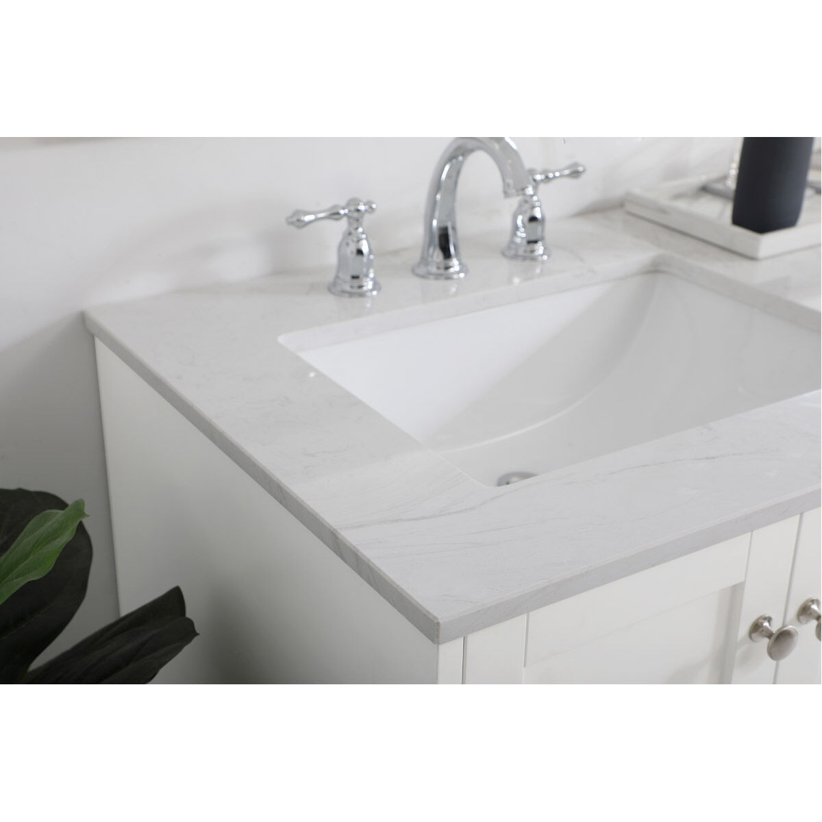 Sommerville 60 X 22 X 34 inch White and Brushed Nickel with Calacatta Quartz Vanity Sink Set