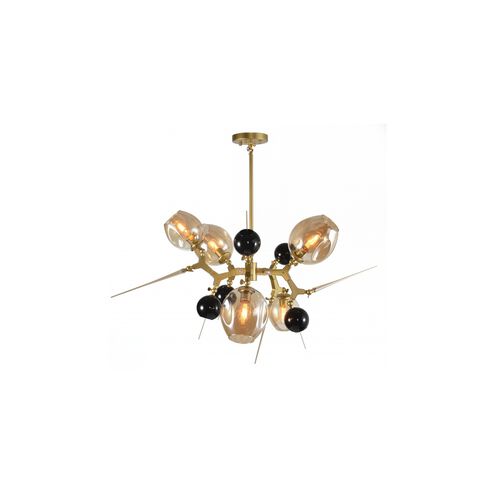 BE02 Series 5 Light 37 inch Gold Pendant Ceiling Light