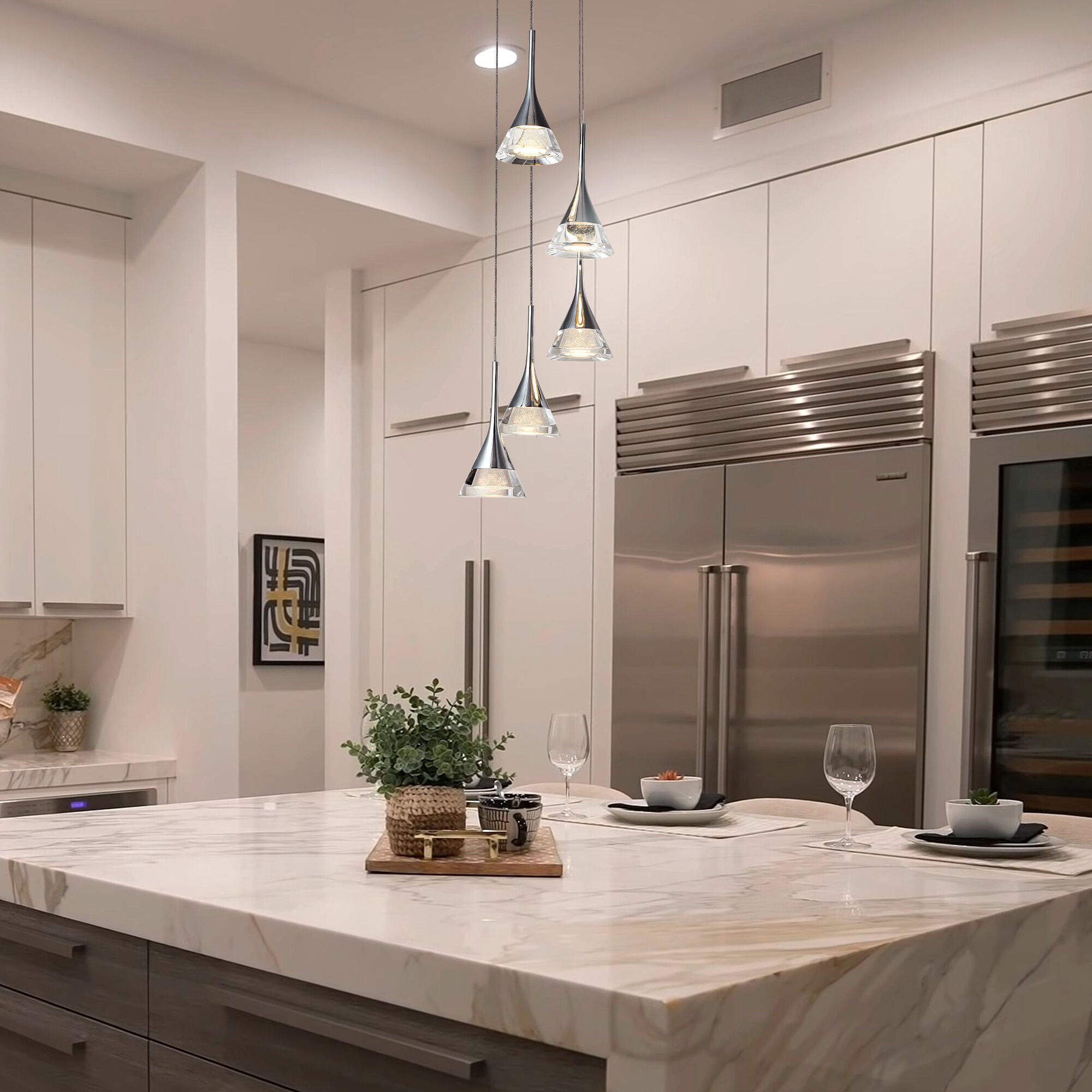 Artisan Collection/AMALFI Series 5 Light 11 inch Polished Chrome Pendant/Chandelier Ceiling Light