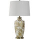 Cameron 32 inch 100.00 watt White and Gold Table Lamp Portable Light