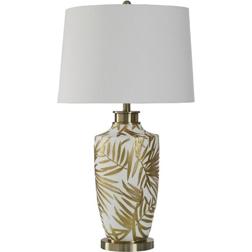 Cameron 32 inch 100.00 watt White and Gold Table Lamp Portable Light