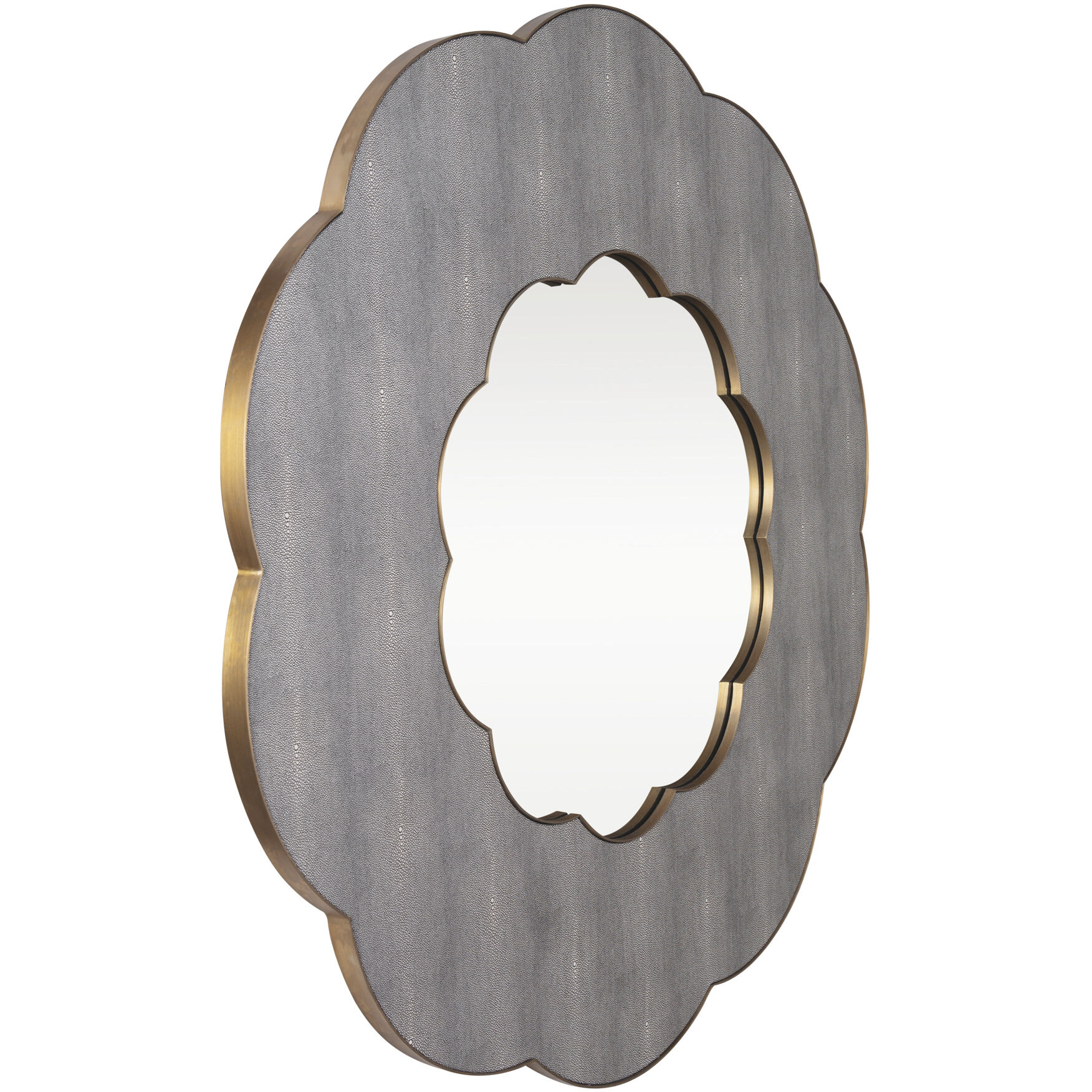Scallop 54 X 54 inch Gray Shagreen with Weathered Brass Wall Mirror, Varaluz Casa
