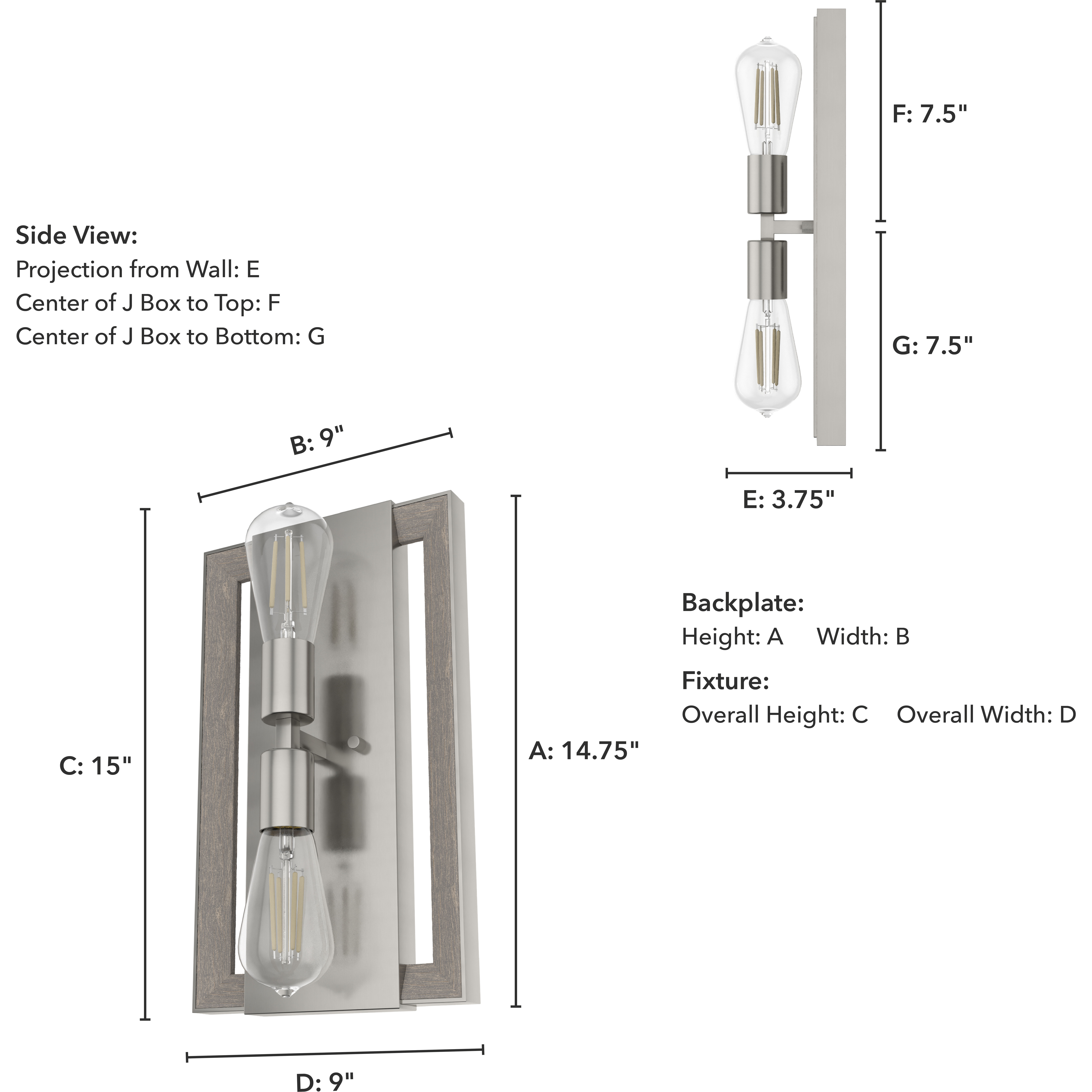 Woodburn 2 Light 9 inch Brushed Nickel Wall Sconce Wall Light