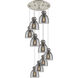 Newton Bell 9 Light 22.13 inch Brushed Satin Nickel Multi Pendant Ceiling Light in Light Smoke Glass