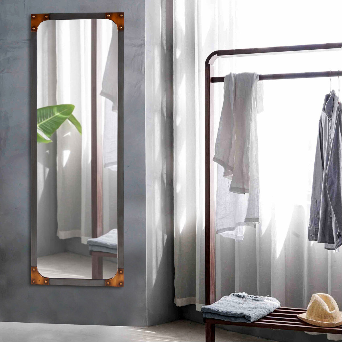 Atlas 72 X 24 inch Gunmetal Gray Wall Mirror