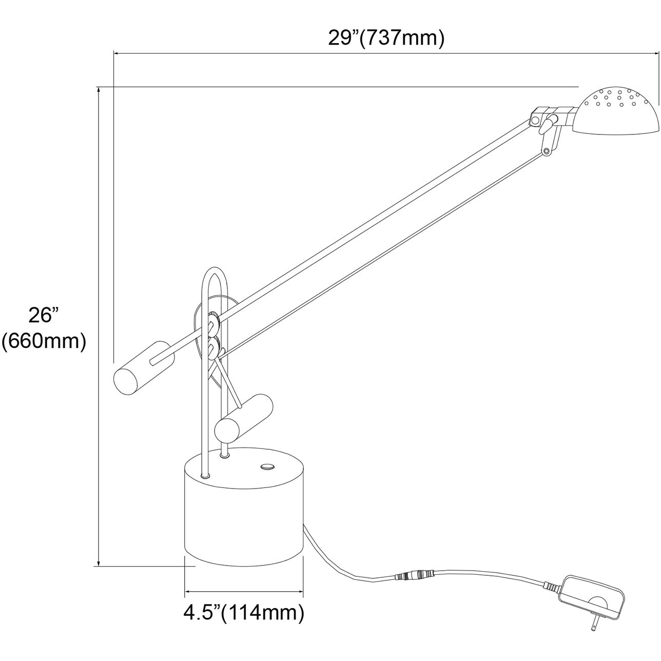 Contemporary 28 inch 8.00 watt Black Task Table Lamp Portable Light
