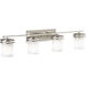 Hendrik 4 Light 34 inch Brushed Nickel Wall Mt Bath 4 Arm Wall Light in Satin Etched Cased Opal