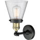 Franklin Restoration Small Cone 1 Light 6 inch Black Antique Brass Semi-Flush Mount Ceiling Light in Seedy Glass, Franklin Restoration