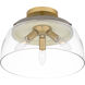 Burkett 3 Light 13 inch Light Gold Semi-Flush Mount Ceiling Light