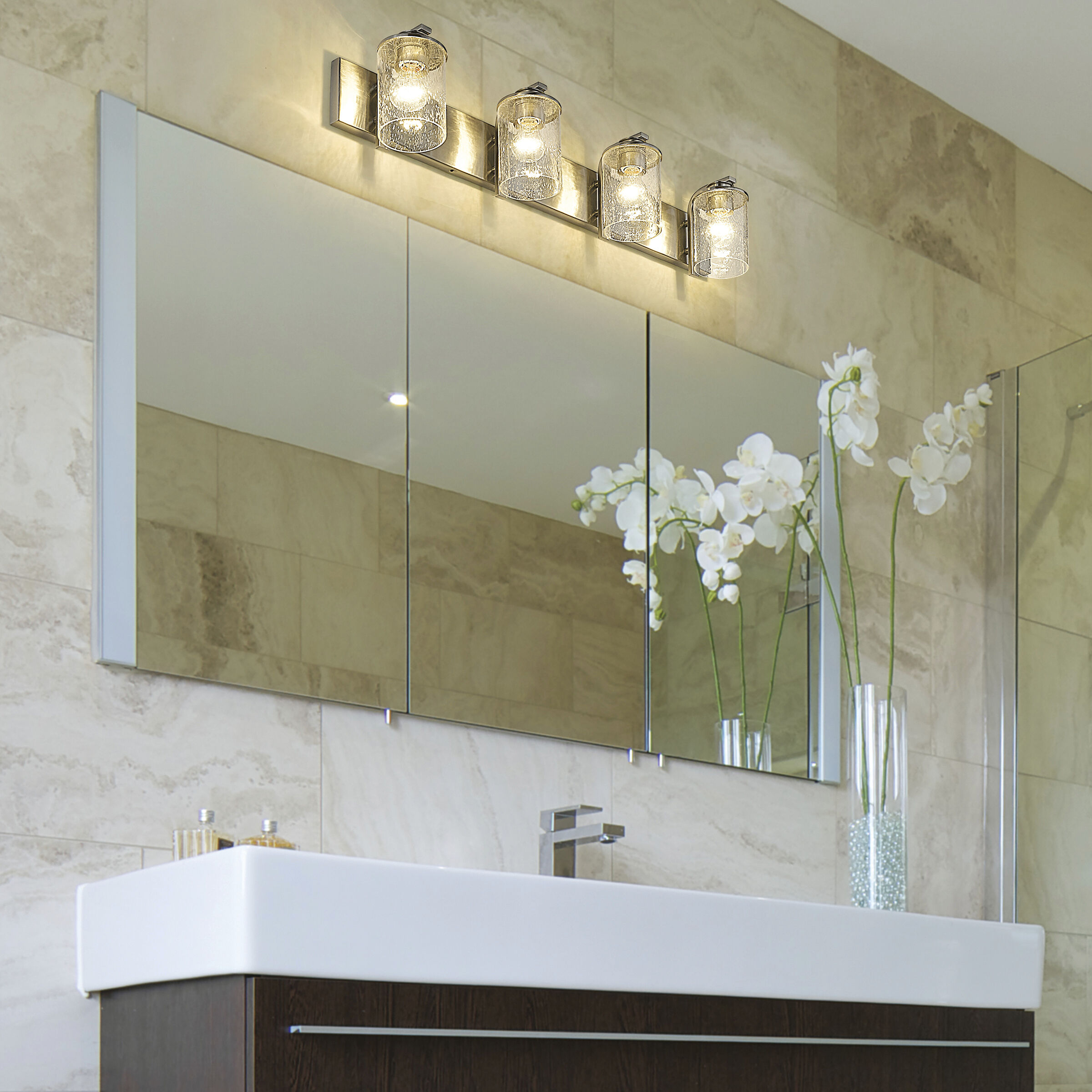 Beckett 4 Light 34 inch Brushed Nickel Vanity Wall Light