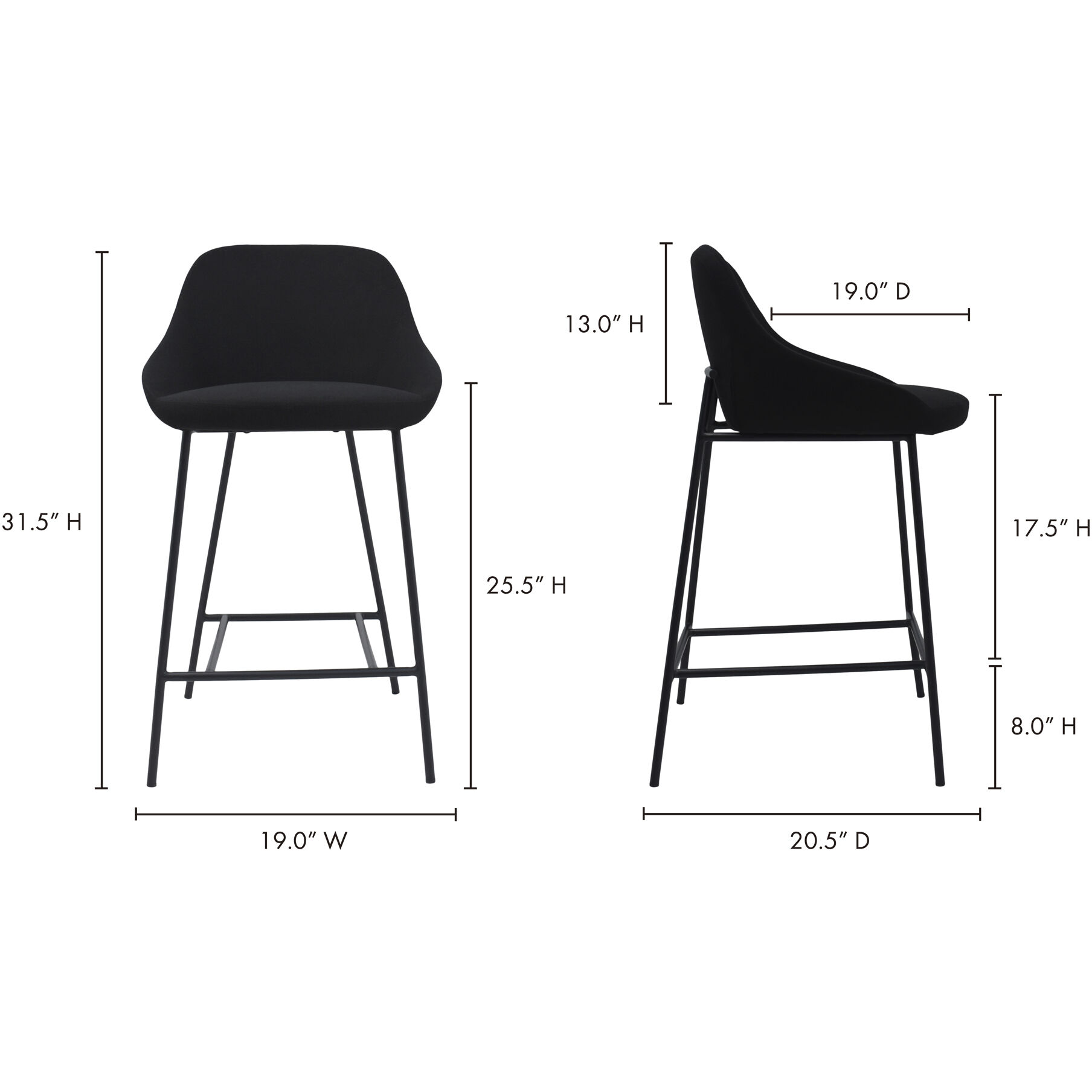 Shelby 32 inch Black Counter Stool
