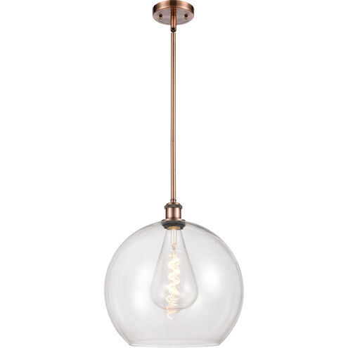 Ballston Athens LED 13.75 inch Antique Copper Pendant Ceiling Light in Clear Glass