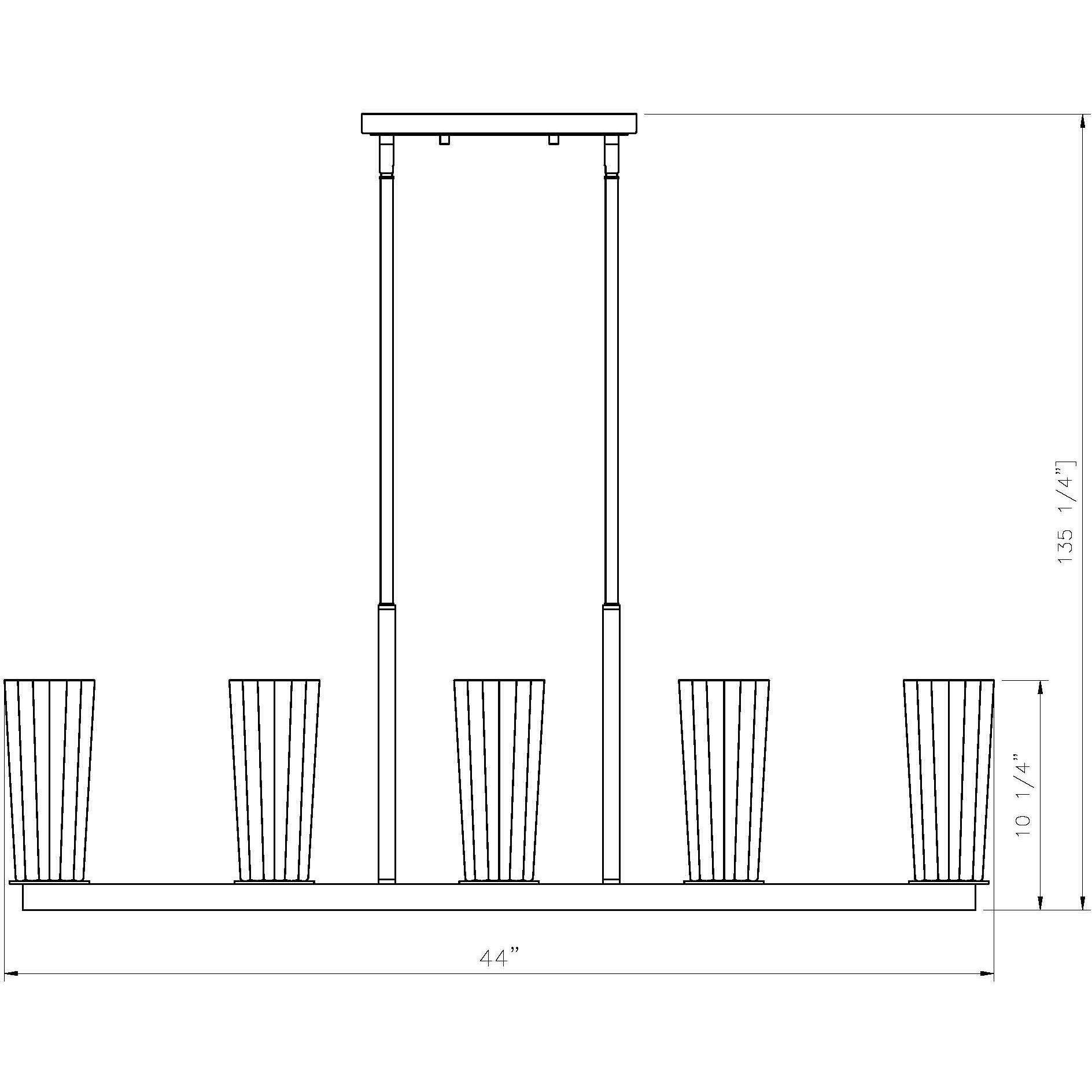 Titus 5 Light 44 inch Modern Gold Linear Chandelier Ceiling Light