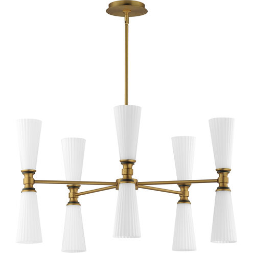 Krevat 10 Light 32 inch Black and Natural Aged Brass Chandelier Ceiling Light